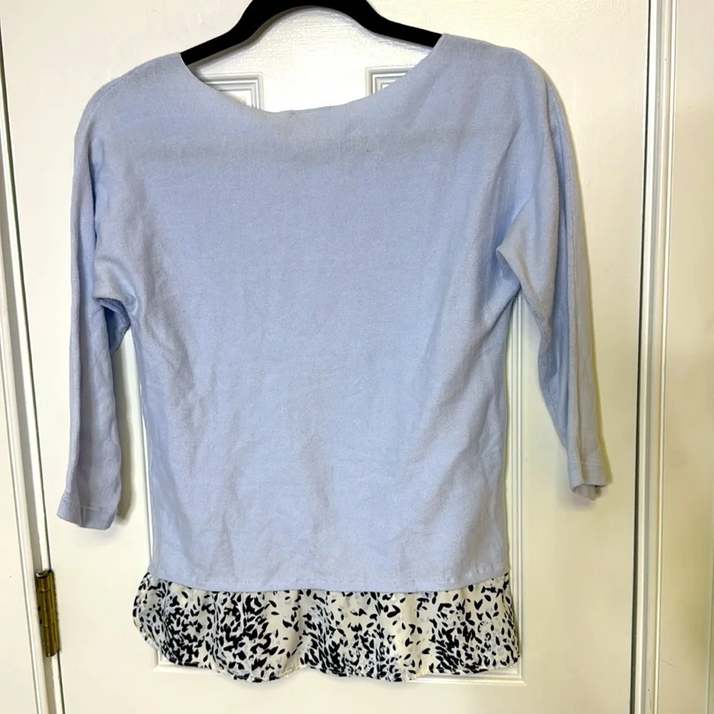 Ann Taylor Blue Ruffled Blouse with 3/4 Sleeves - Picture 4 of 4